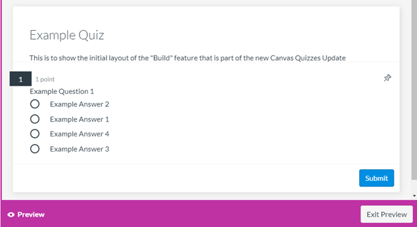 Student view of new canvas quizzes
