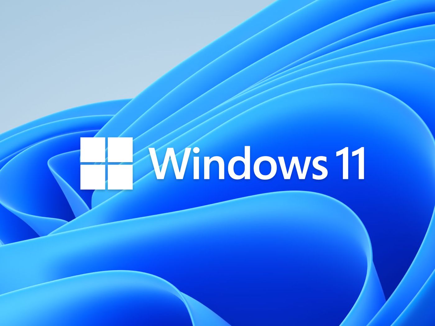 Windows 11 plus Logo, over blue wave background