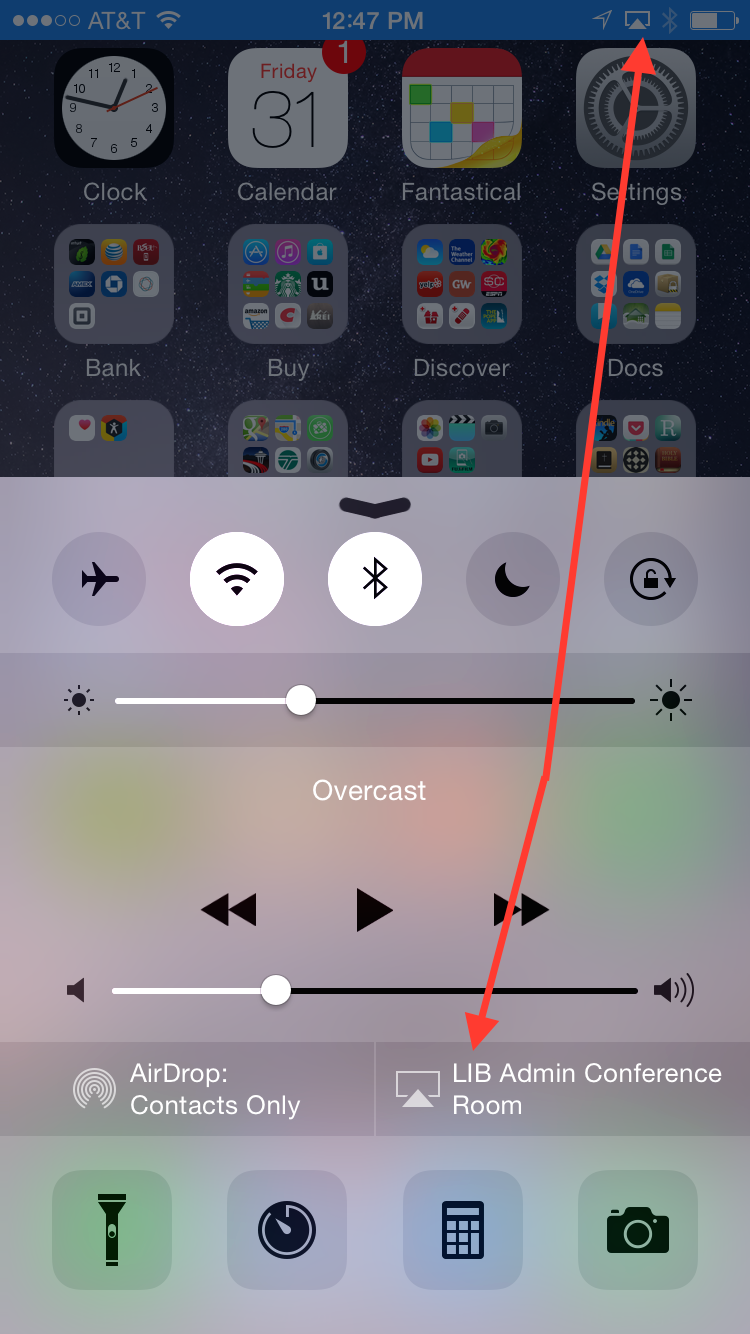 Blue bar on iPhone to show AirPlay is on