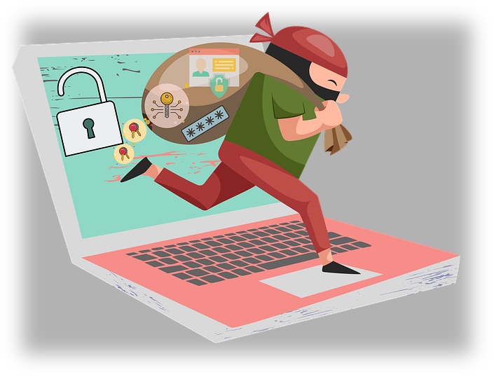 Internet Malicious Actor running away with rucksack filled with user data