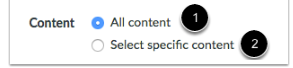 import all content or select specific options