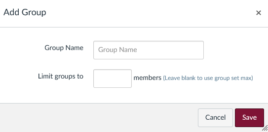 name the group and limit the number of members in the pop-up window