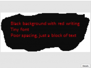 red writing on black background text that is difficult to read