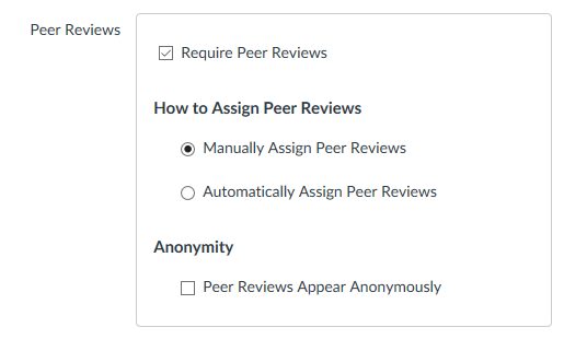 Manually Assign Peer Review selected 