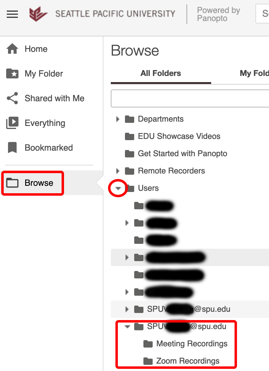 meeting recording within Zoom file folders
