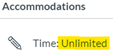 Shows student's unlimited time limit