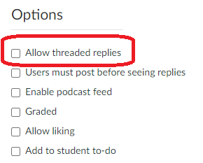allow threaded replies unchecked