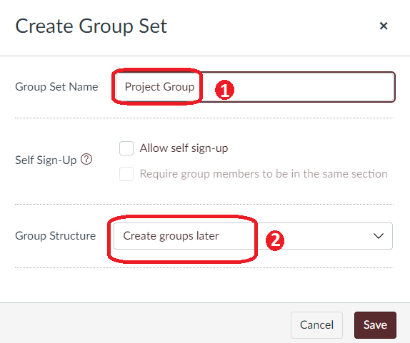 create group later