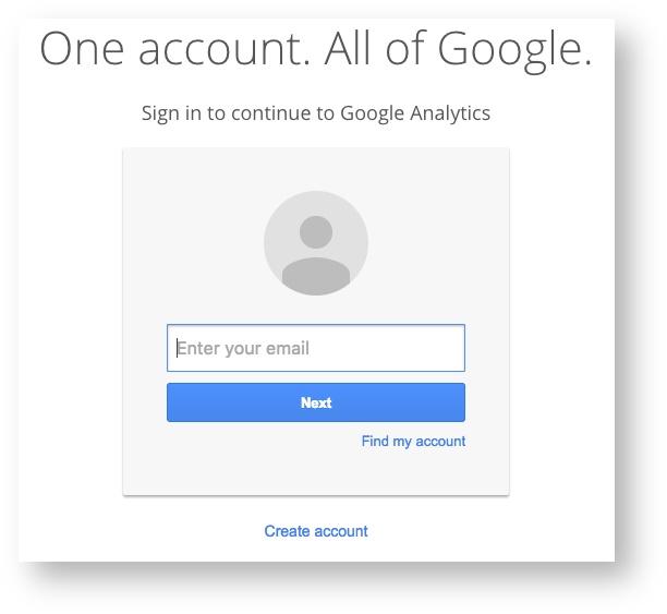 Google Analytics Login Screen